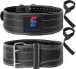 Weight Lifting Belt Leather Fitness Belt for Strength Training Unisex Black - White and Black - Leather