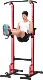 Multi Functional Strength Training Fitness Station Adjustable Height Tilt Bracket Black - Red - Metal