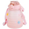 Kawaii Water Bottle with Straw 37.2oz Large Capacity Portable Sports Bottle - Pink