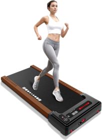 Wood Under Desk Treadmill, Walking Pad Treadmills for Home, Portable Treadmill with LED Display and Remote Control (Color: Brown Wood)